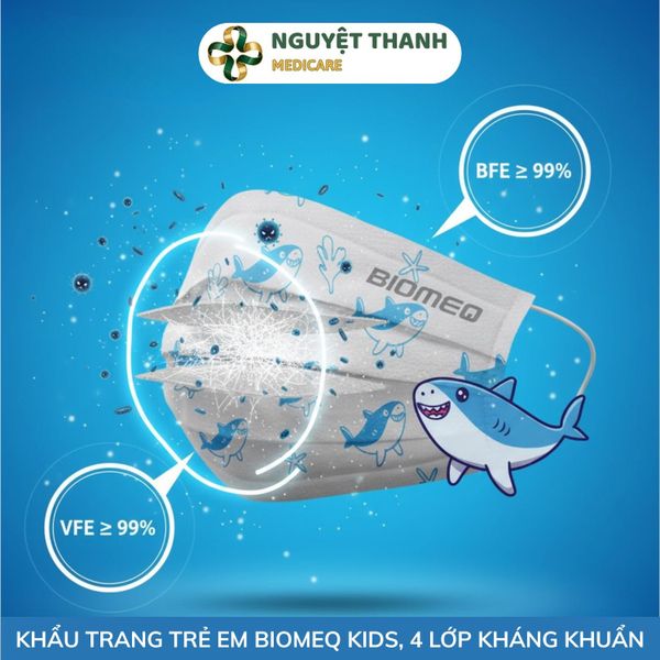 Khẩu Trang Y Tế Biomeq Mask+ Kid 4 Lớp Kháng Khuẩn Cho Bé