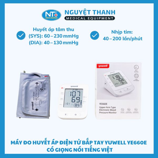 Máy Đo Huyết Áp Giọng Nói Tiếng Việt Yuwell YE660E