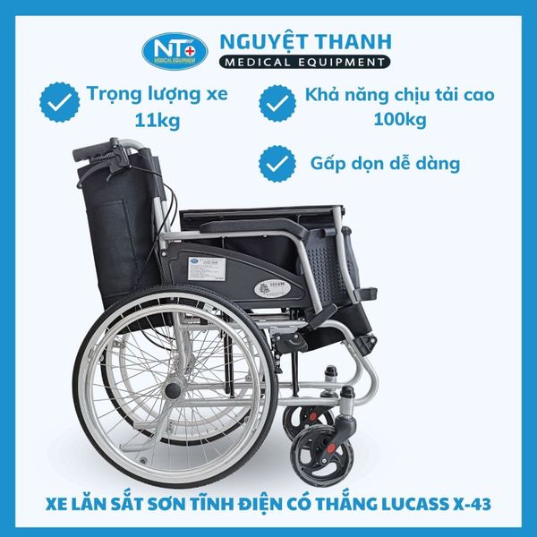 Xe Lăn Sắt Sơn Có Thắng Lucass X-43