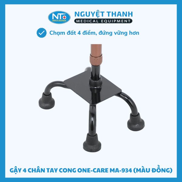 Gậy 4 Chân Tay Cong One-Care MA-934 (Màu Đồng)