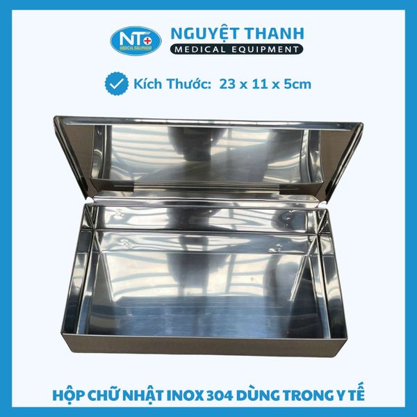 Hộp Chữ Nhật Inox Nắp Liền Y Tế