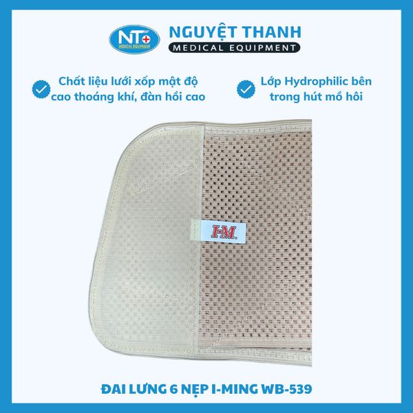 Đai lưng 6 nẹp I-Ming WB 539 size XL màu kem
