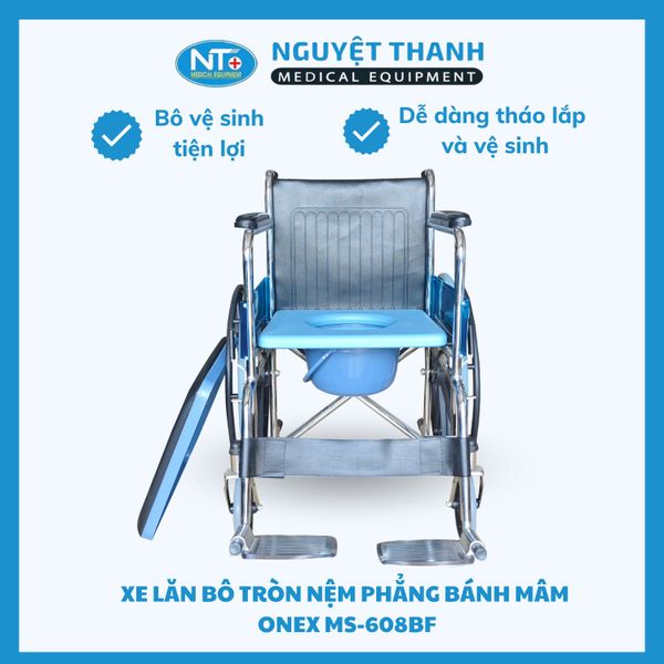 Xe Lăn Bô Tròn, Bô Tròn Nệm Phẳng Bánh Mâm One-X MS-608BF