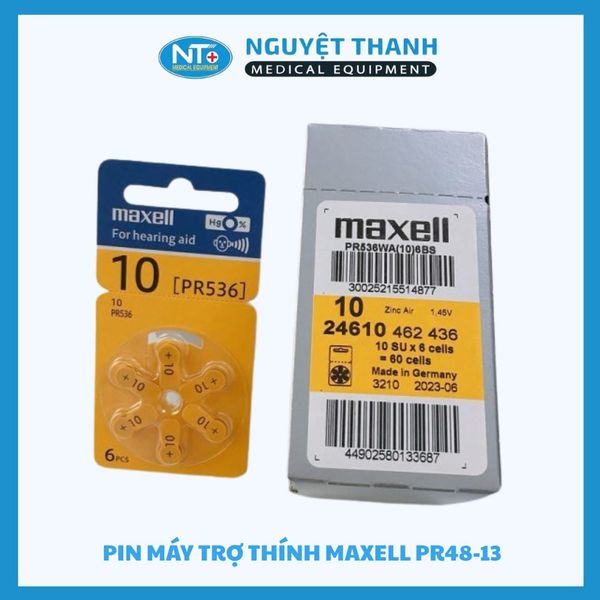 1 VỈ 6 VIÊN Pin máy trợ thính 13 Maxcell - MAXELL PR48(13) không thủy ngân 1.45V