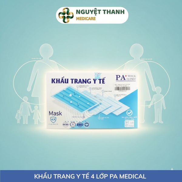 Khẩu Trang Y Tế 4 Lớp PA Medical Chính Hãng Lọc Bụi Mịn, Hộp 50 Cái