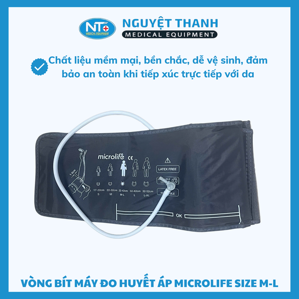 Vòng Bít Máy Đo Huyết Áp Microlife 4G (Màu Đen) - Size M-L
