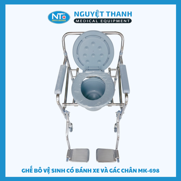 Ghế Bô Vệ Sinh Có Bánh Xe, Có Gác Chân One-X MK 698
