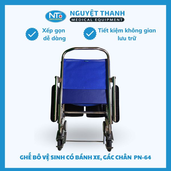 Ghế Bô Vệ Sinh Inox Có Bánh Xe PN64