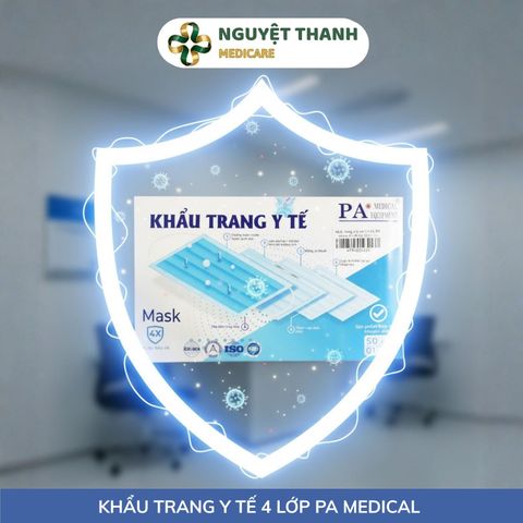 Khẩu Trang Y Tế 4 Lớp PA Medical Chính Hãng Lọc Bụi Mịn, Hộp 50 Cái