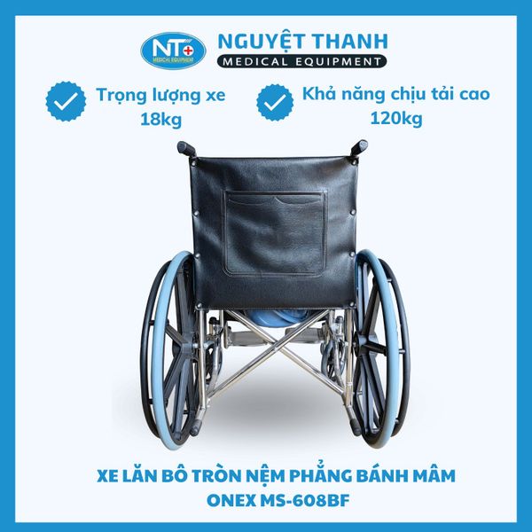 Xe Lăn Bô Tròn, Bô Tròn Nệm Phẳng Bánh Mâm One-X MS-608BF