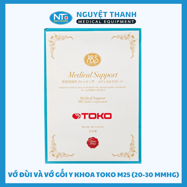 Vớ Đùi Và Vớ Gối Y Khoa Toko M25 (20-30 mmHg) - Hỗ Trợ Điều Trị Suy Giãn Tĩnh Mạch Nhật Bản - 1 Đôi/ Hộp