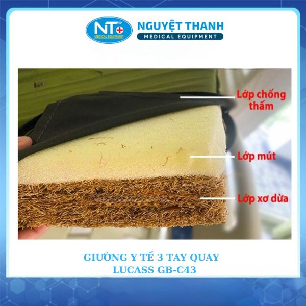 Giường Bệnh Nhân 3 Tay Quay Có Bô Lucass GB-C43 (2 tay quay + 1 cần gạt)
