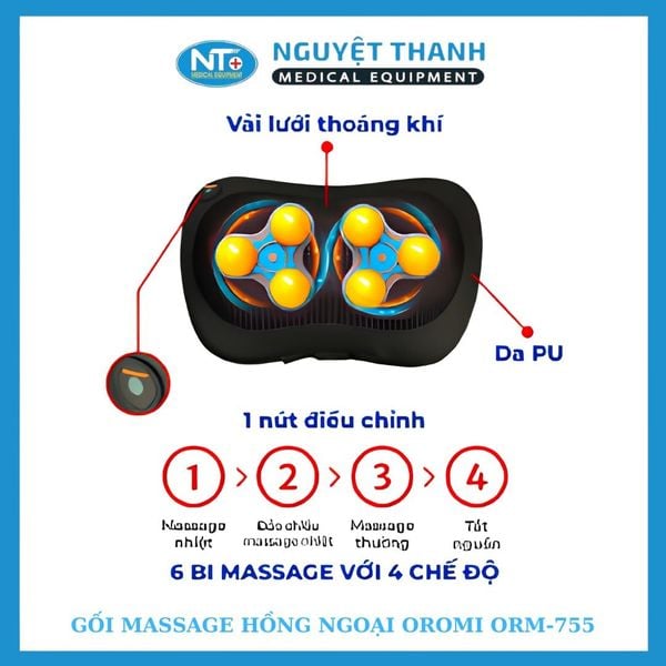 Gối massage hồng ngoại Oromi ORM-755