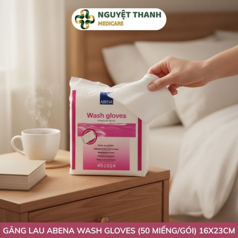 Găng Lau Vệ Sinh Khô Abena Wash Gloves 50 Miếng Chính Hãng