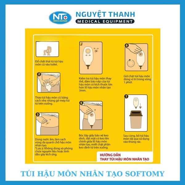 COMBO 1 HỘP (100 TÚI) Túi đựng phân HQ 60 (Túi hậu môn nhân tạo Softomy)