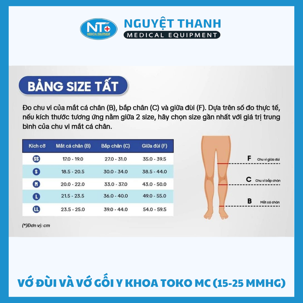 Vớ Đùi Và Vớ Gối Y Khoa Toko M25 (20-30 mmHg) - Hỗ Trợ Điều Trị Suy Giãn Tĩnh Mạch Nhật Bản - 1 Đôi/ Hộp