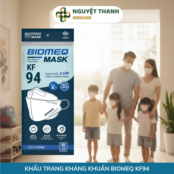 Khẩu Trang KF94 BIOMEQ MASK+ Túi 10 Cái Lọc Bụi Mịn, Kháng Khuẩn 2 Lớp