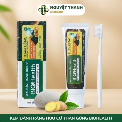 Kem Đánh Răng Hữu Cơ Than Gừng BioHealth 70g Trắng Răng Khỏe Nướu