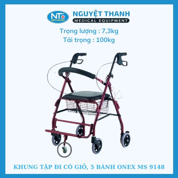 Khung Tập Đi Có Giỏ, 5 Bánh ONE-X MS-9148