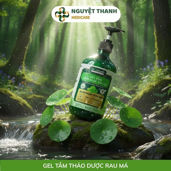 Gel Tắm Thảo Dược Rau Má BioHealth Ngăn Ngừa Rôm Sảy, Mẩn Ngứa