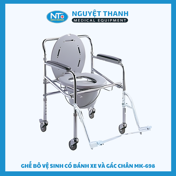 Ghế Bô Vệ Sinh Có Bánh Xe, Có Gác Chân One-X MK 698