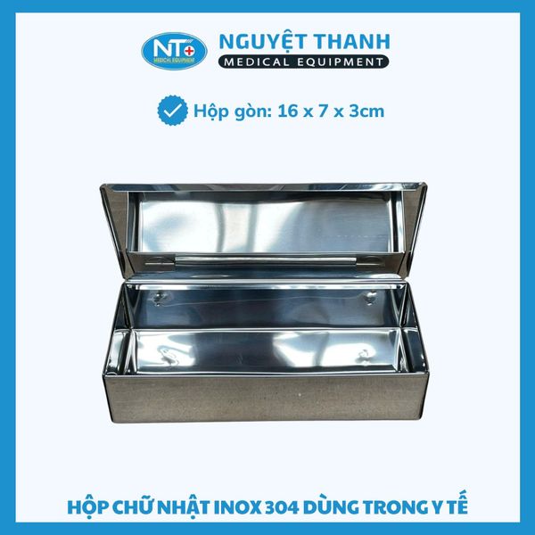 Hộp Chữ Nhật Inox Nắp Liền Y Tế