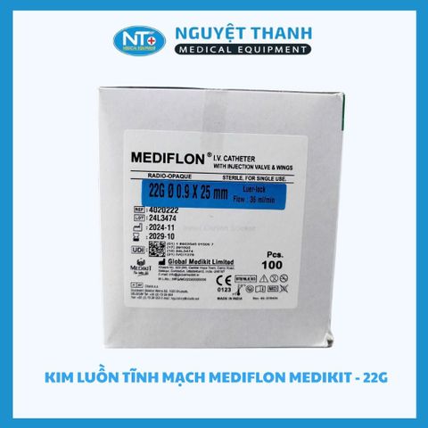 1 HỘP (100 CÂY) Kim luồn 22 Medikit