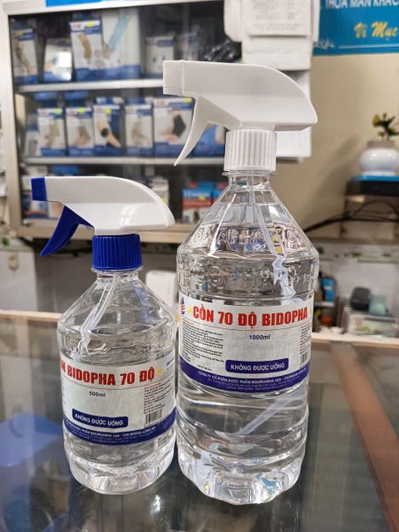 Cồn 70 độ chai 1 lít Bidopha Vòi Xịt