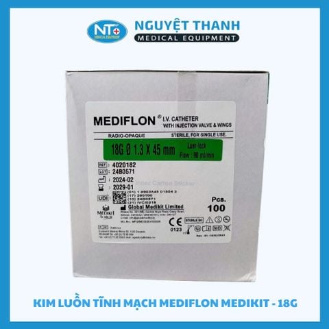 1 HỘP (100 CÂY) Kim luồn 18 Medikit