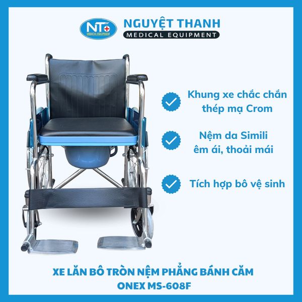 Xe Lăn Bô Tròn, Bô Tròn Nệm Phẳng Bánh Căm One-X MS-608 F