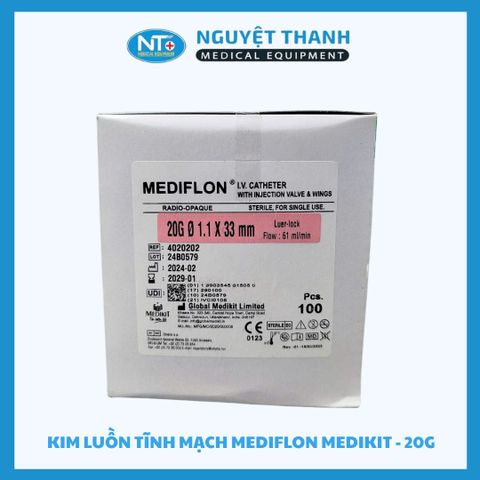 1 HỘP (100 Cây) Kim luồn 20 Medikit