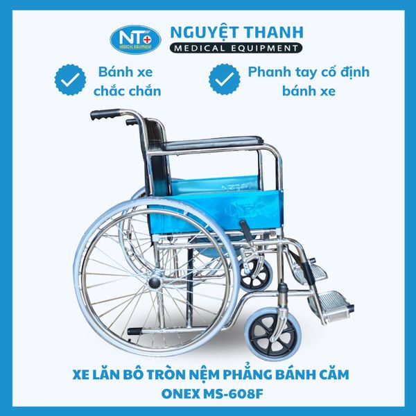 Xe Lăn Bô Tròn, Bô Tròn Nệm Phẳng Bánh Căm One-X MS-608 F
