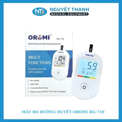 Máy đo đường huyết Oromi BG-710 ( Combo : 1 Máy BG-710 + 1 lọ que BS-602/ 25 que + 25 Kim lấy máu )