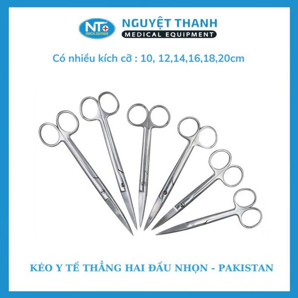 Kéo Y Tế Thẳng Hai Đầu Nhọn - PAKISTAN  (14, 16, 18, 20cm)
