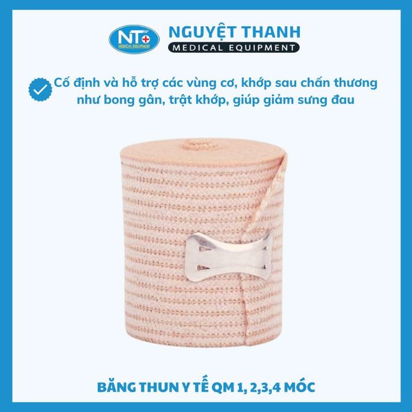 COMBO 2 Băng Thun Y Tế QM Elastic Bandage 1, 2, 3, 4 Móc