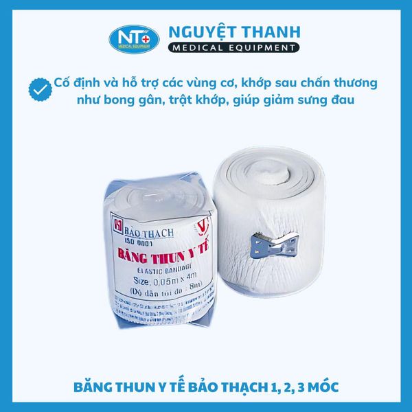 COMBO 2 Băng Thun Y Tế Bảo Thạch  1, 2, 3 Móc - Cố Định Hiệu Quả, An Toàn Cho Da