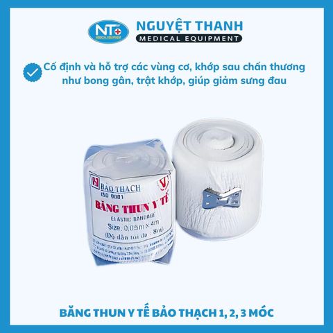 Băng Thun Y Tế Bảo Thạch  1, 2, 3 Móc - Cố Định Hiệu Quả, An Toàn Cho Da