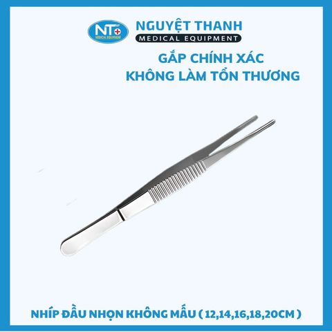 Nhíp Đầu Nhọn Y Tế Thép Không Gỉ Có Mấu Và Không Mấu Đa Kích Cỡ 14cm-20cm