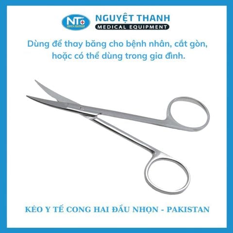 Kéo Y Tế Cong Hai Đầu Nhọn - PAKISTAN (14, 16, 18 cm)