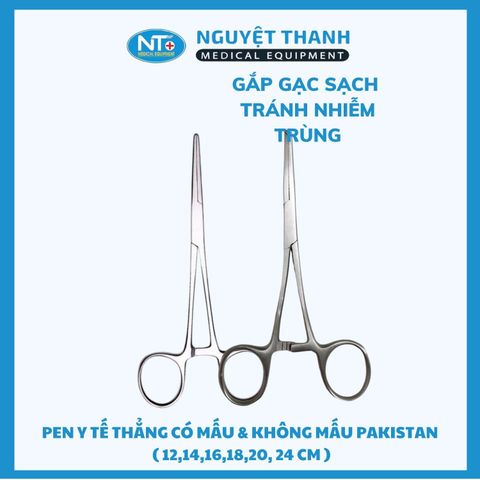 Pen Thẳng Không Mấu & Có Mấu Pakistan 14-24cm - Gắp bông băng gạc y tế chuyên dụng