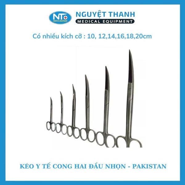 Kéo Y Tế Cong Hai Đầu Nhọn - PAKISTAN (14, 16, 18 cm)