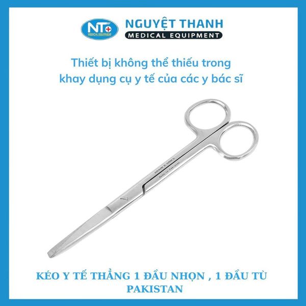 Kéo Y Tế Thẳng 1 Đầu Nhọn, 1 Đầu Tù - PAKISTAN (14,16,18,20cm)