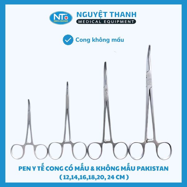 Pen Y Tế Cong Có Mấu & Không Mấu - Chất Liệu Thép Không Gỉ Kích Thước 14, 16, 18, 20 cm