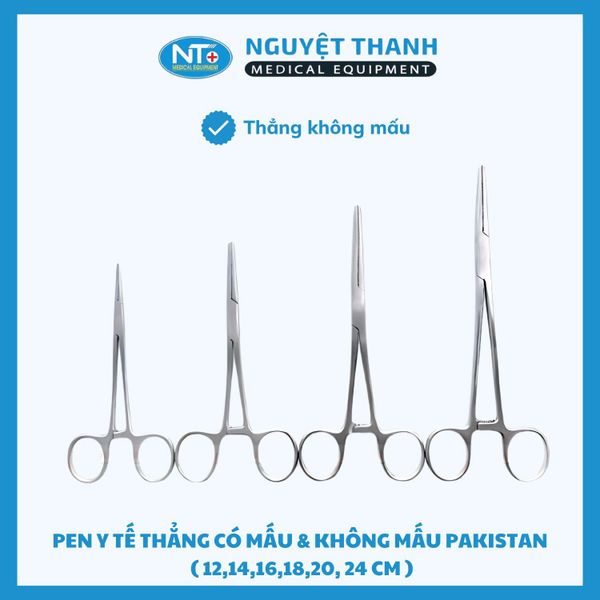 Pen Thẳng Không Mấu & Có Mấu Pakistan 14-24cm - Gắp bông băng gạc y tế chuyên dụng