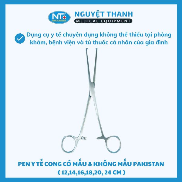 Pen Y Tế Cong Có Mấu & Không Mấu - Chất Liệu Thép Không Gỉ Kích Thước 14, 16, 18, 20 cm