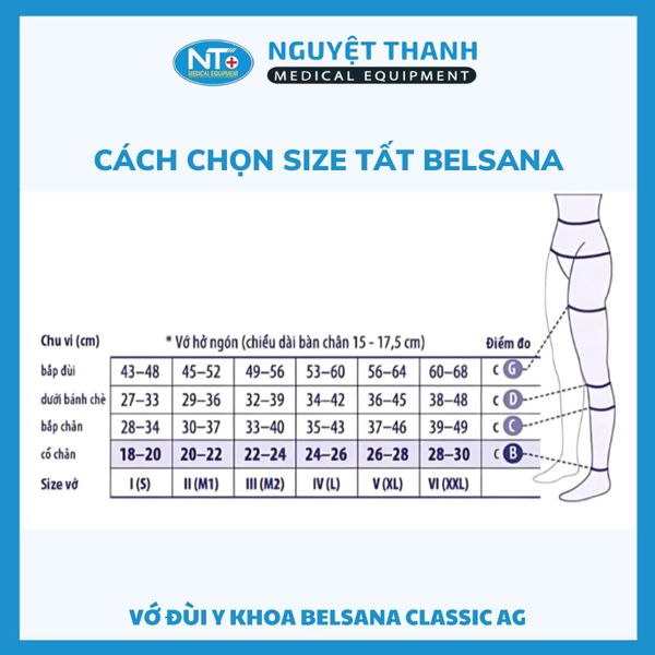 Vớ đùi y khoa Belsana Classic AG - Đức. Đơn Vị: 1 Đôi/ Hộp