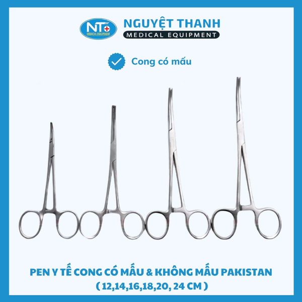 Pen Y Tế Cong Có Mấu & Không Mấu - Chất Liệu Thép Không Gỉ Kích Thước 14, 16, 18, 20 cm