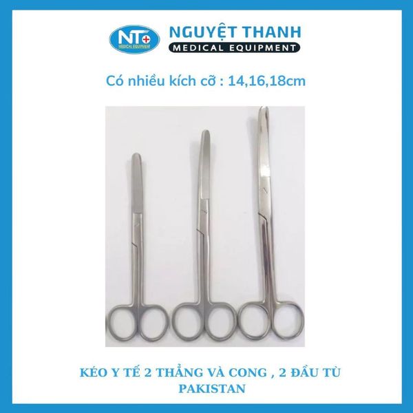 Kéo Y Tế Thẳng Và Cong, Hai Đầu Tù - PAKISTAN ( 14,16,18 cm )