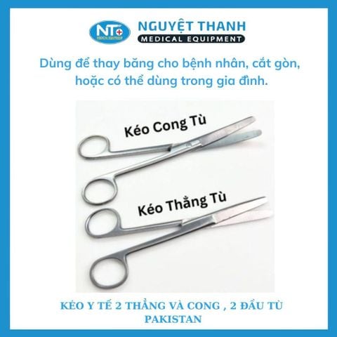 Kéo Y Tế Thẳng Và Cong, Hai Đầu Tù - PAKISTAN ( 14,16,18 cm )