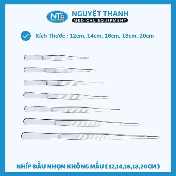 Nhíp Đầu Nhọn Y Tế Thép Không Gỉ Có Mấu Và Không Mấu Đa Kích Cỡ 14cm-20cm
